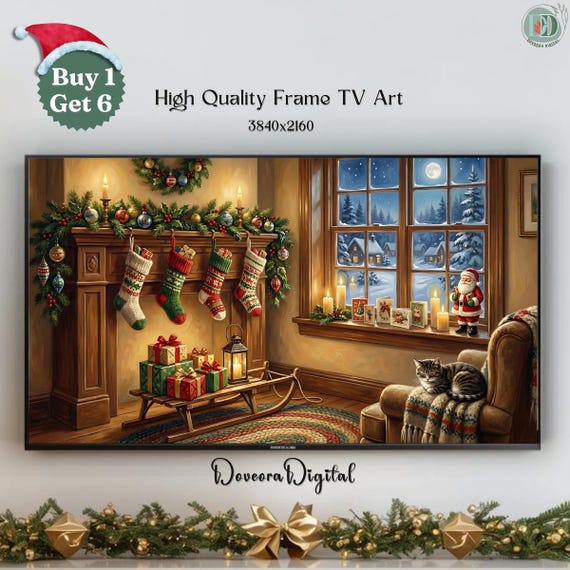 Cozy Christmas Fireplace Samsung Frame Tv Art