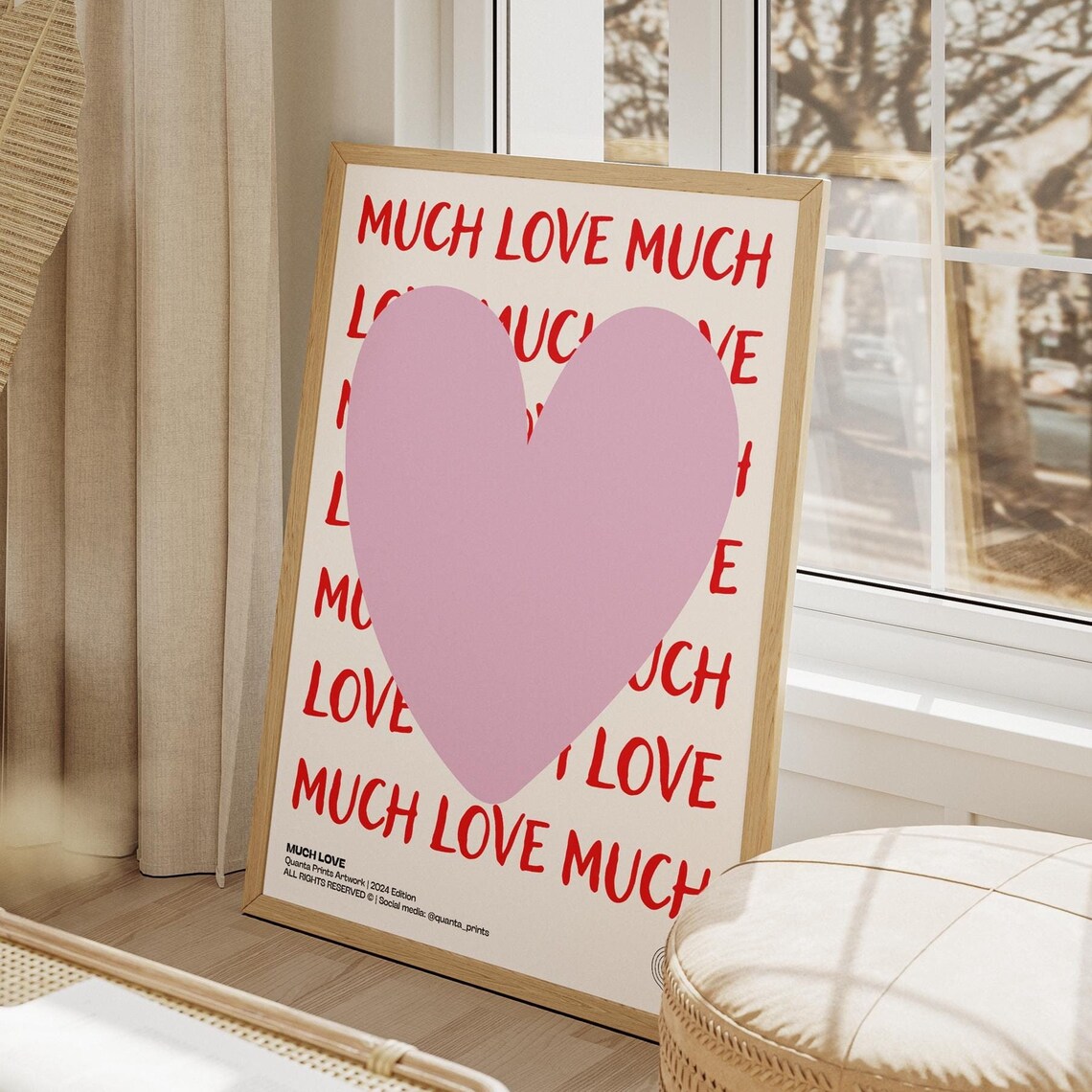 Much Love Pink Heart Typography Playful Romantic Love Quote Poster - Image 5