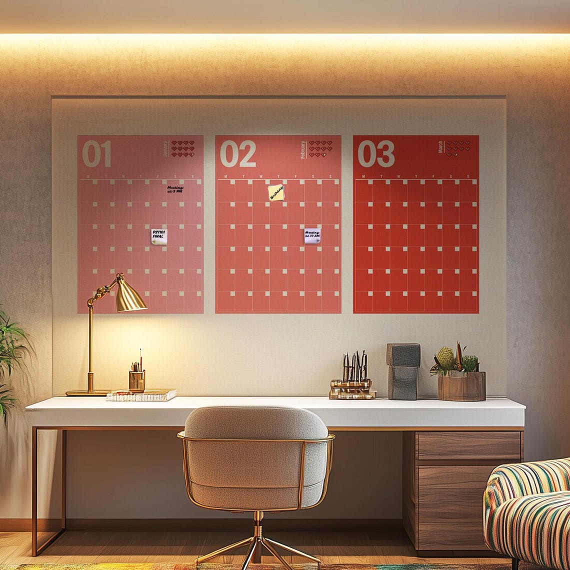 Minimalist Undated Monthly Wall Planner Green August Calendar Wall Art - Image 3