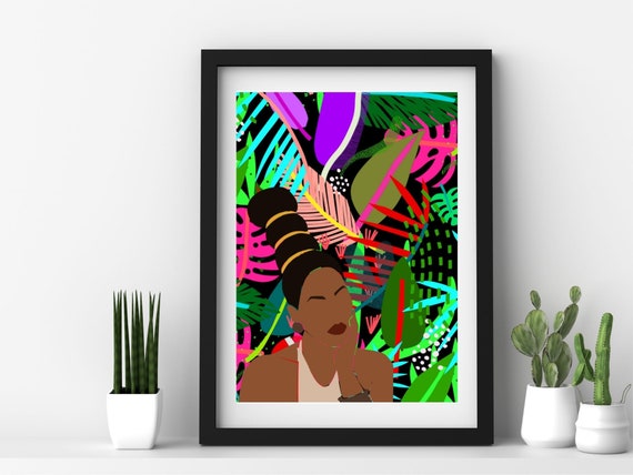 Chaos Instant Art Black Owned Black Art Wall Decor Original Art Art Decor Black Girl