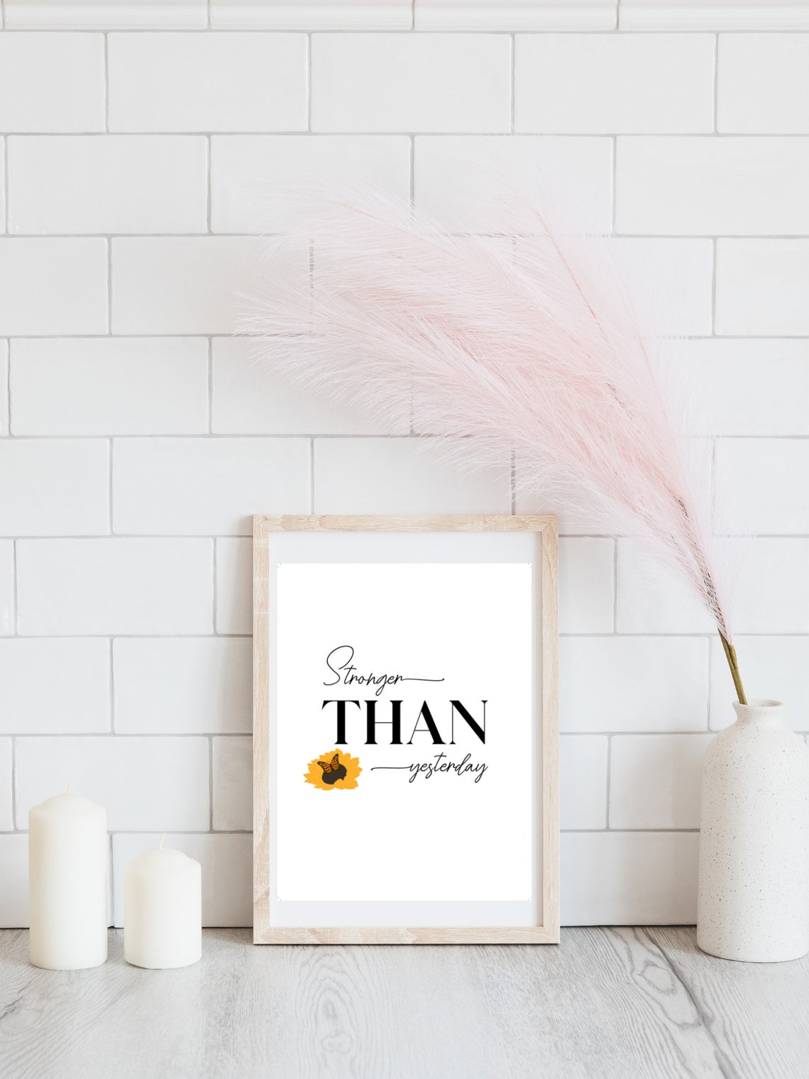 Stronger Than Yesterday Sunflower Motivational Typography Wall Art - Image 4