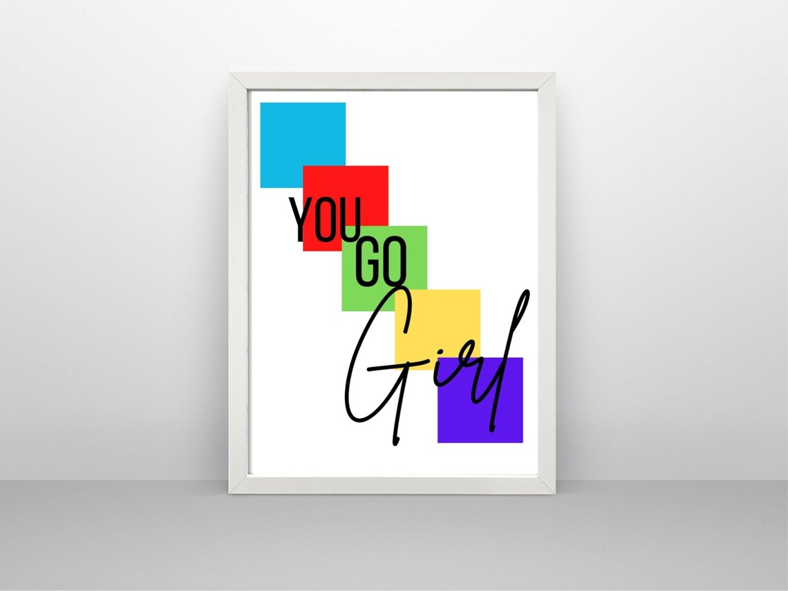 You Go Girl Colorful Block Motivational Typography Quote Wall Art - Image 4