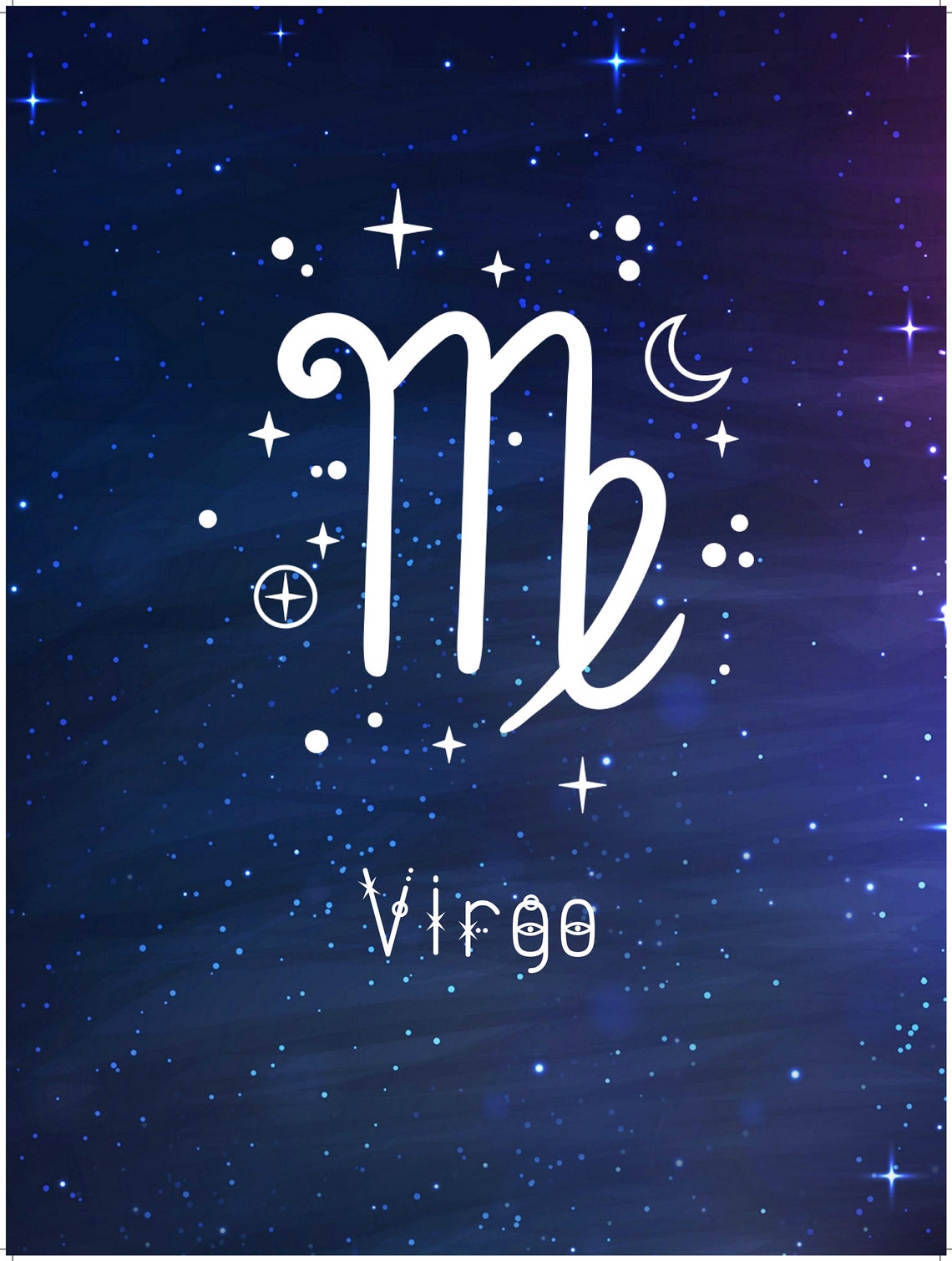 Virgo White Zodiac Sign Starry Night Sky Astrology Gift Poster - Image 3