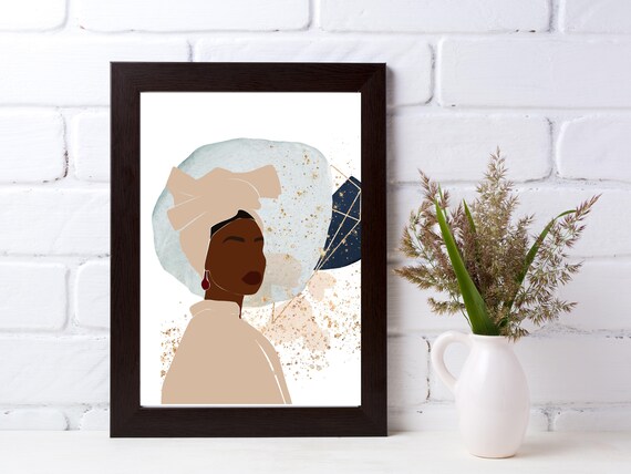 Headwrap Two Black Art Wall Art Home Decor Black Girl Magic Urban Boho Home Wall Decor Instant