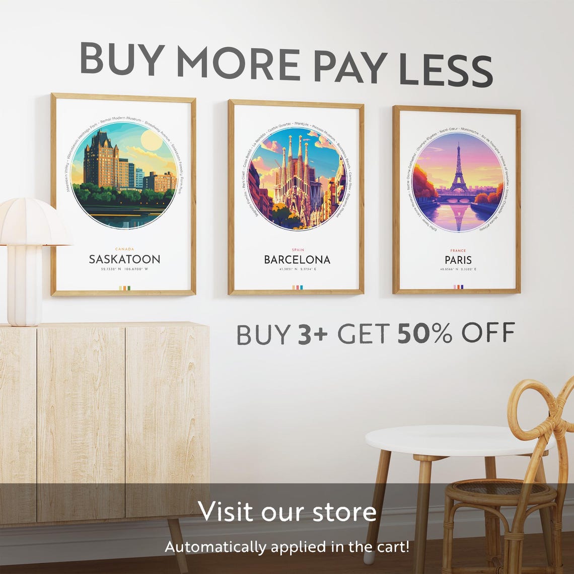 Saskatoon Canada Riverside Landmark Hotel Sunset Travel Poster - Image 3