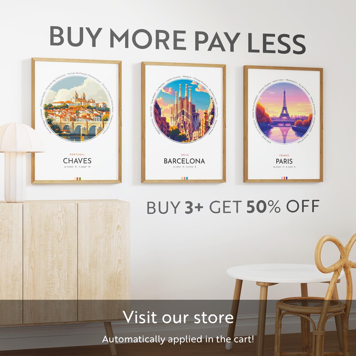 Chaves City Poster Portugal Travel Print Wall Art Travel Gift Landscape City Art Wall Decor Birthday Gift - Image 3