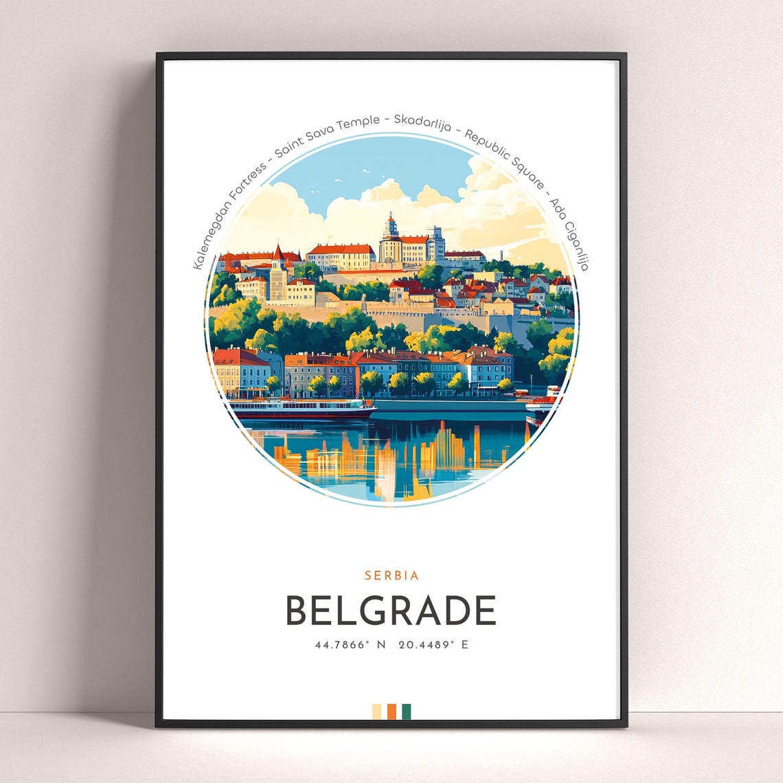 Belgrade Serbia Kalemegdan Fortress River View Sunset Travel Poster - Image 4