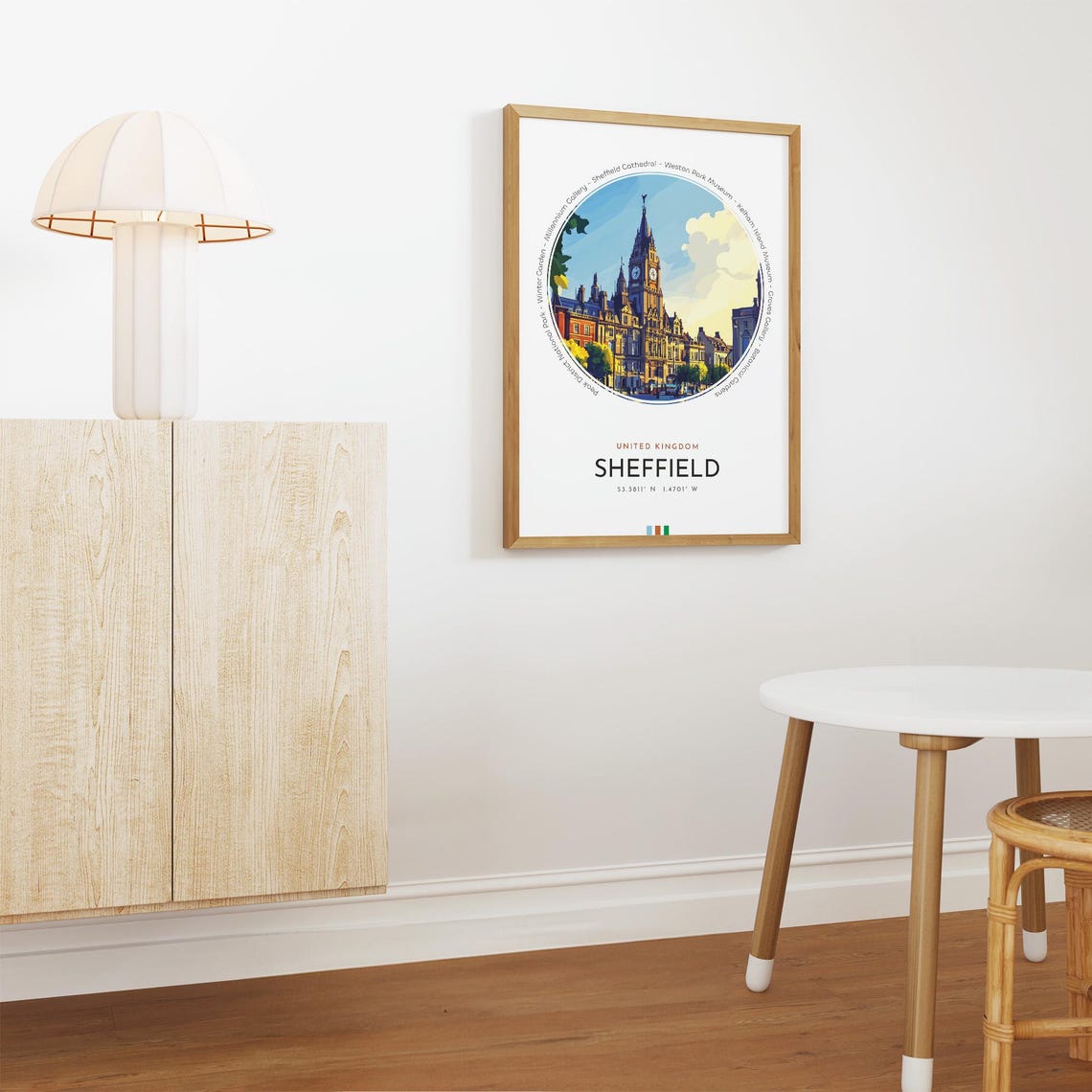 Sheffield England Town Hall Clock Tower Historic Travel Poster - Image 4