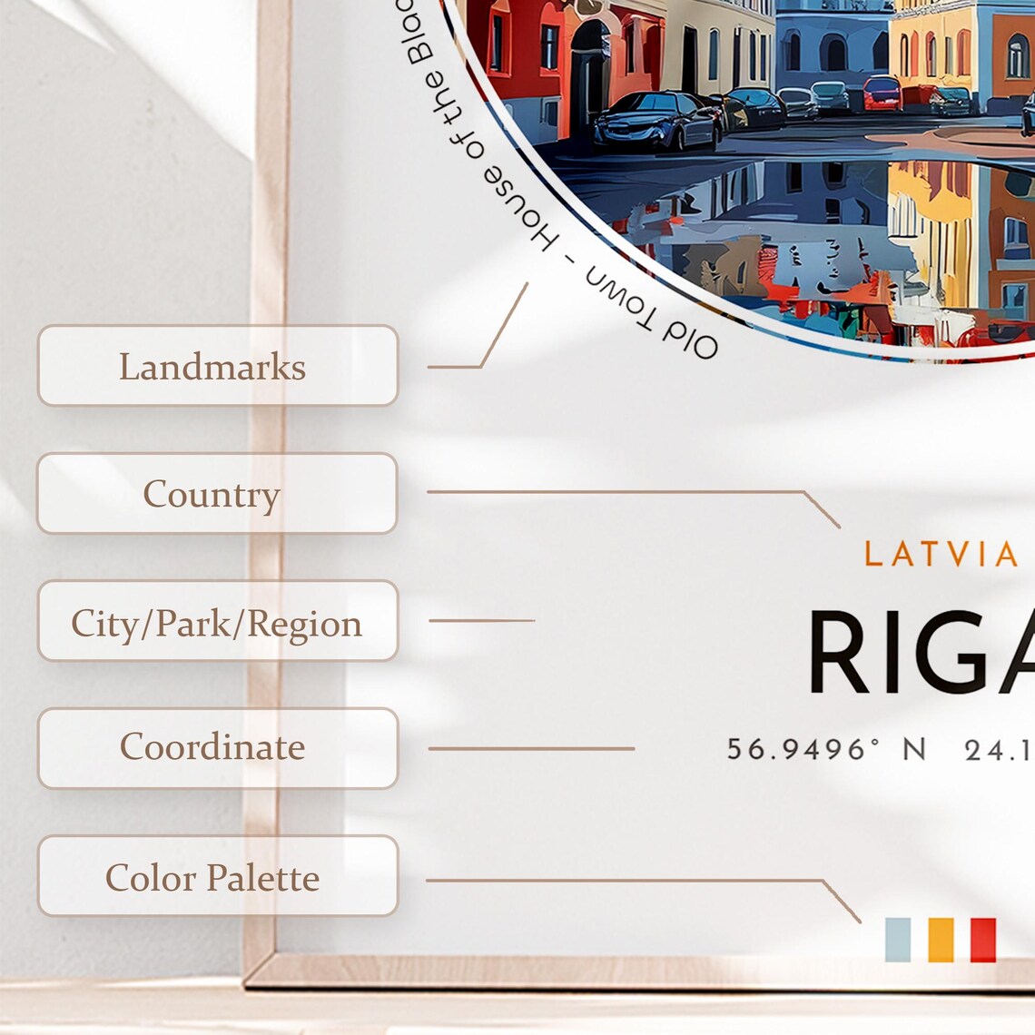 Riga Latvia Old Town Church Tower Street Vintage Travel Poster - Image 2