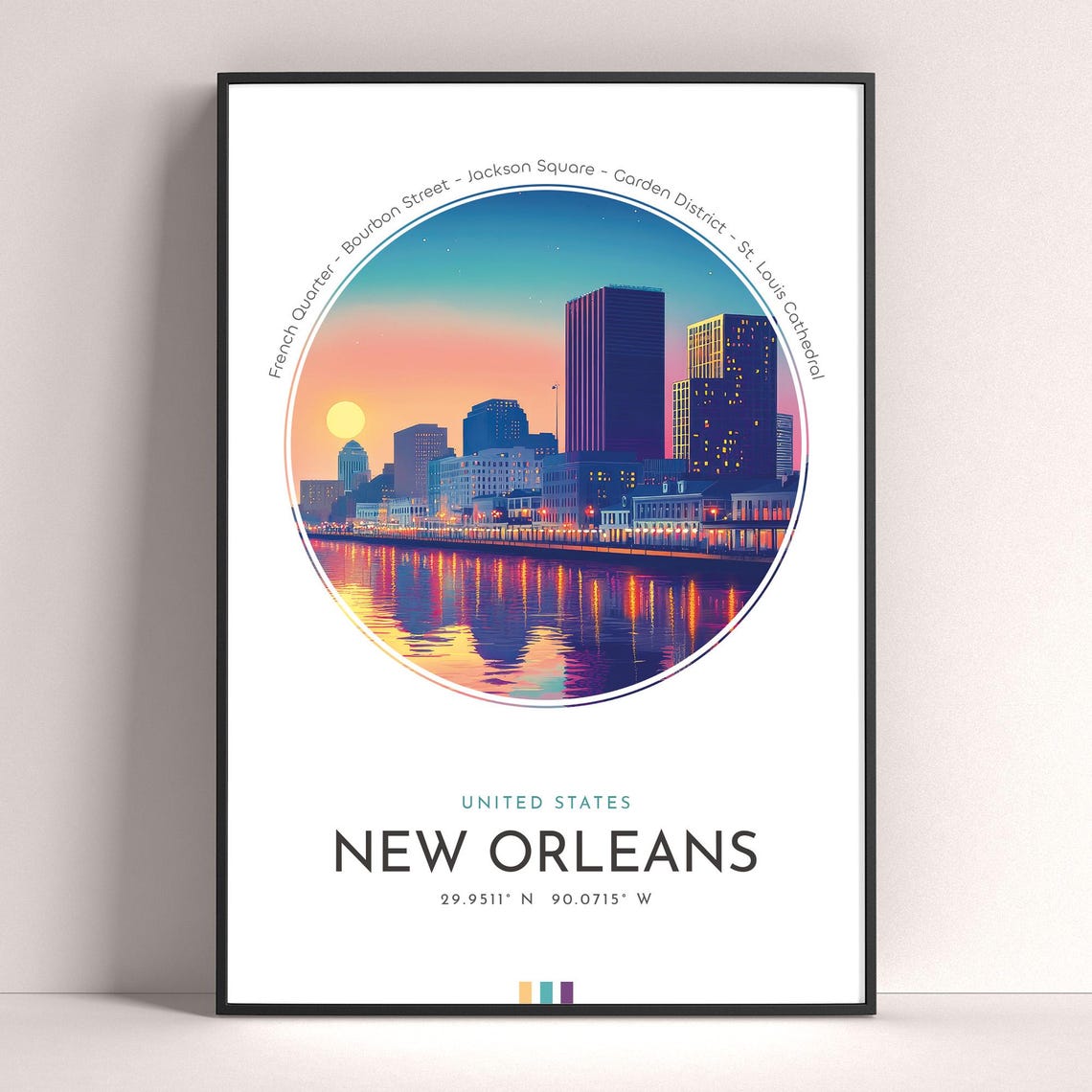New Orleans City Poster United States Travel Print Wall Art Travel Gift Landscape City Art Wall Decor Birthday Gift