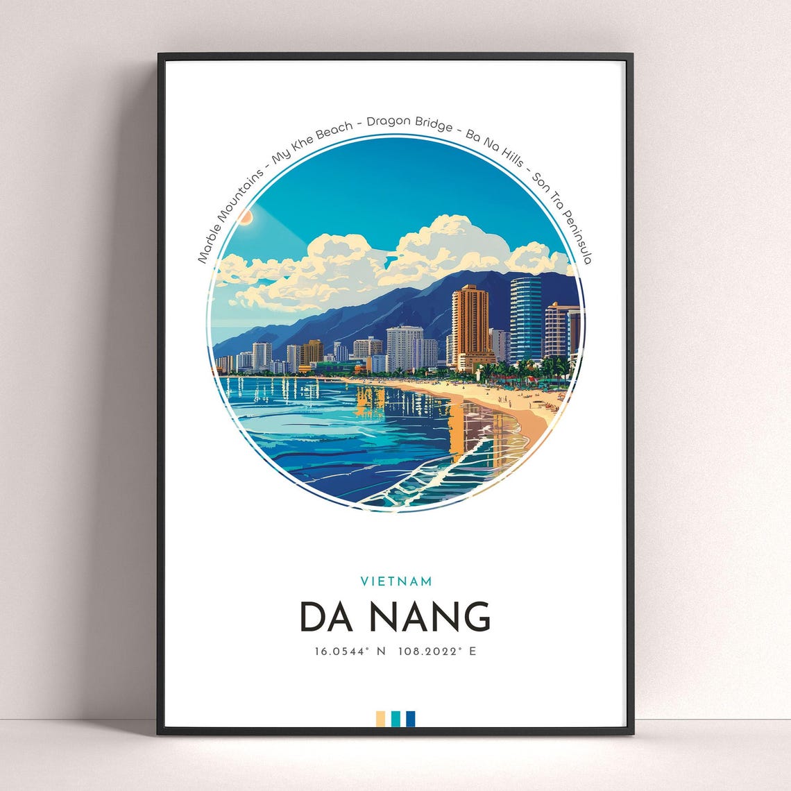 Da Nang Vietnam My Khe Beach Cityscape Coastal Travel Poster