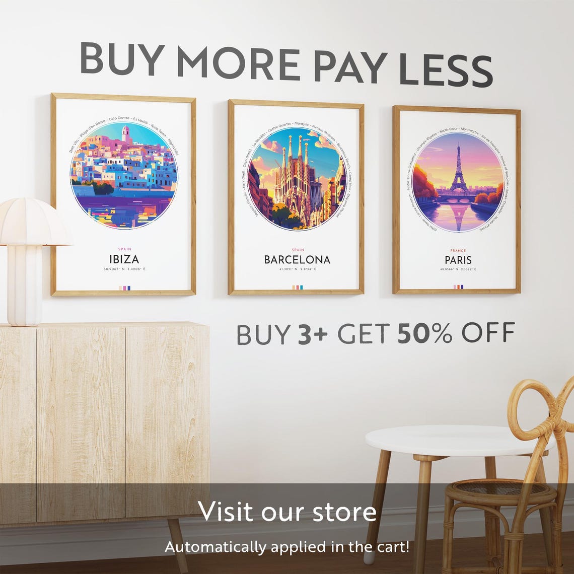 Ibiza Spain Dalt Vila Old Town Harbor Reflection Travel Poster - Image 3