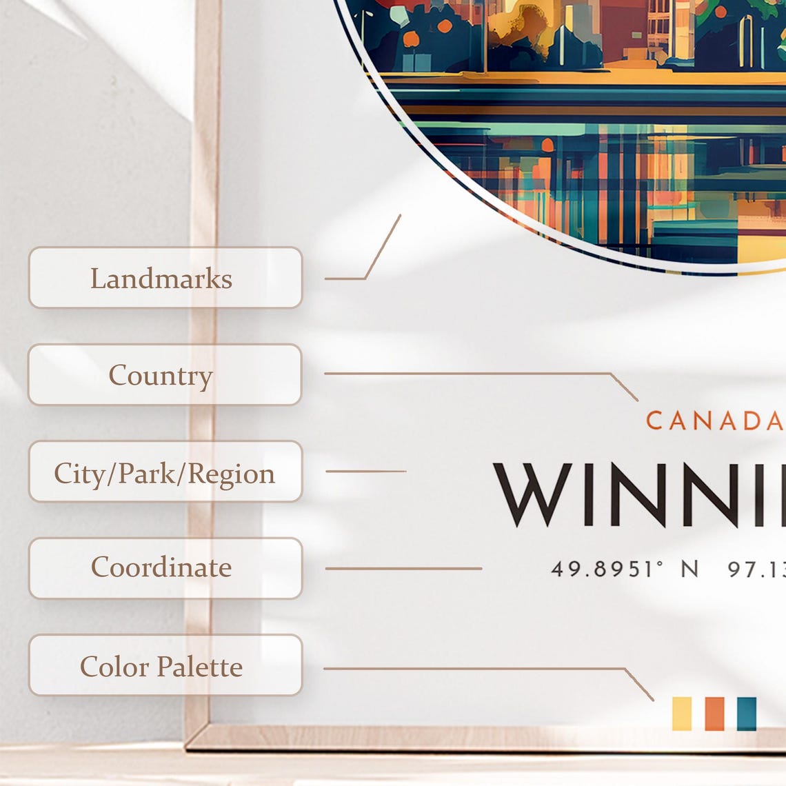 Winnipeg Canada Riverfront Skyline Vintage Travel Gift Poster - Image 2