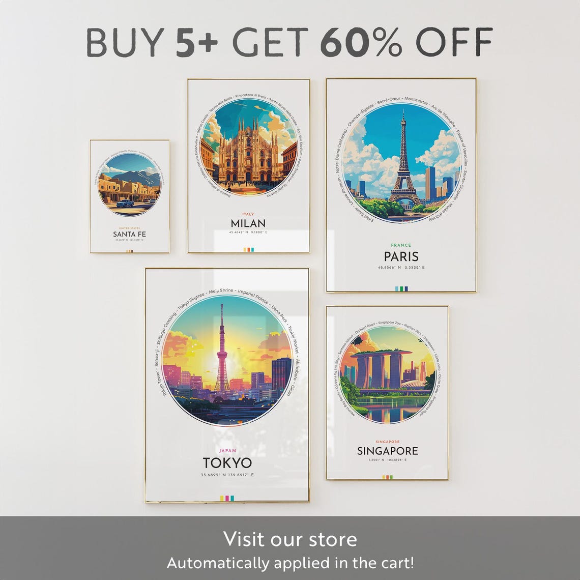 Santa Fe City Poster United States Travel Print Wall Art Travel Gift Landscape City Art Wall Decor Birthday Gift - Image 2