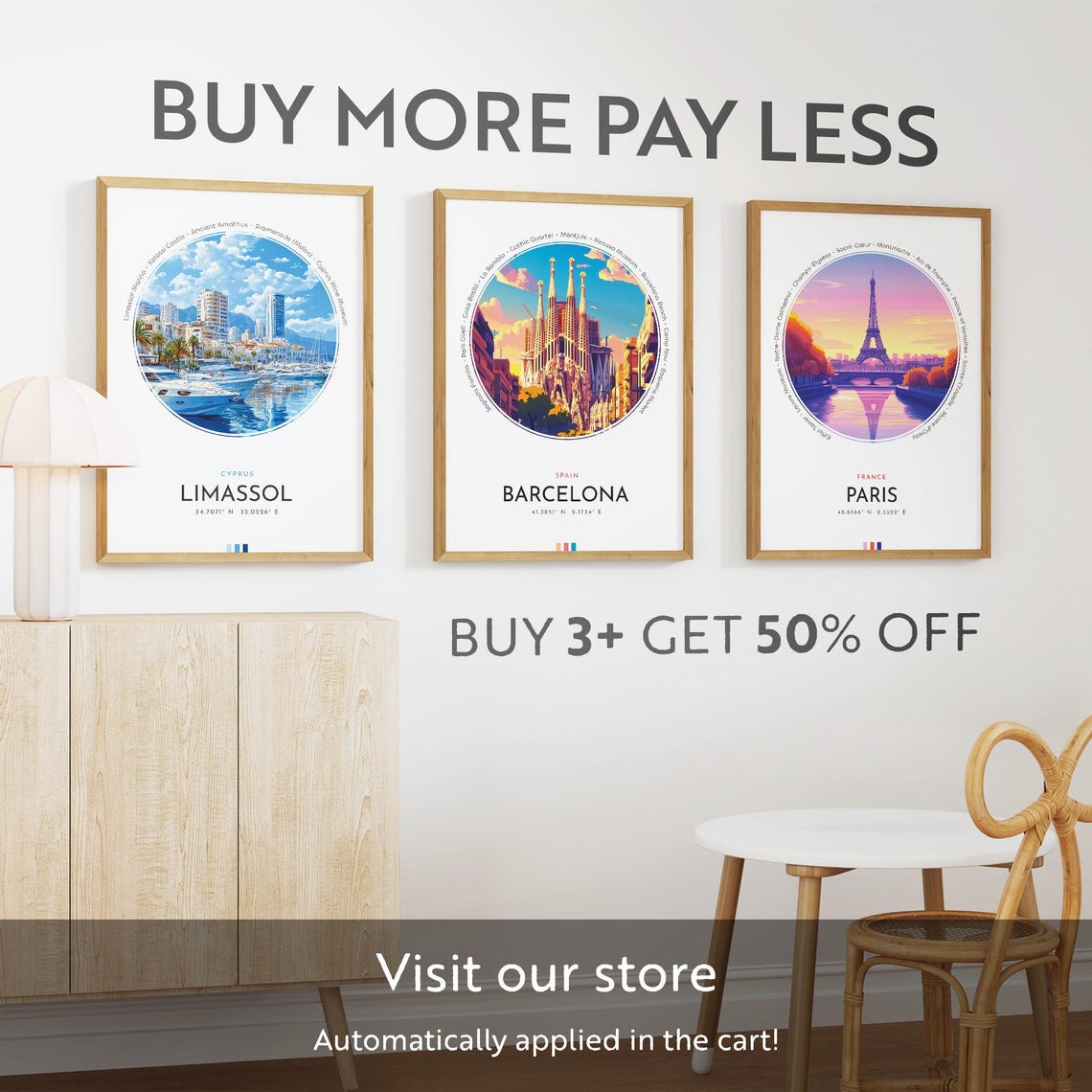 Limassol Cyprus Marina Yacht Harbour Sunset Travel Art Poster - Image 3