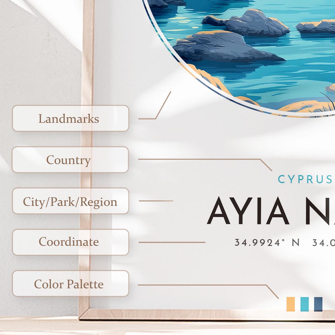 Ayia Napa Cyprus Sunset Beach Resort Coastline Travel Poster - Image 2