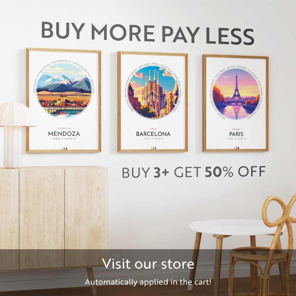 Mendoza Argentina Vineyards Aconcagua Mountains Travel Poster - Image 2