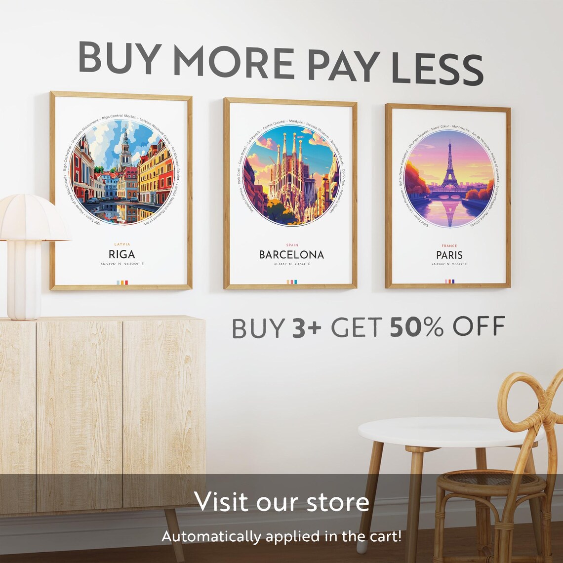 Riga Latvia Old Town Church Tower Street Vintage Travel Poster - Image 3