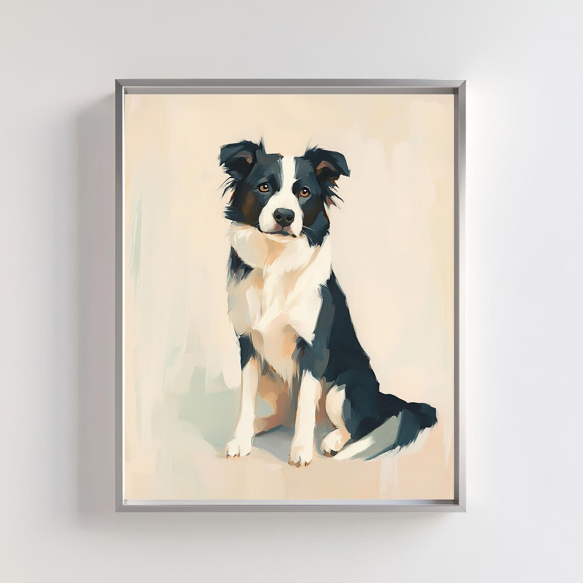 Border Collie Minimalist Dog Portrait Art Print