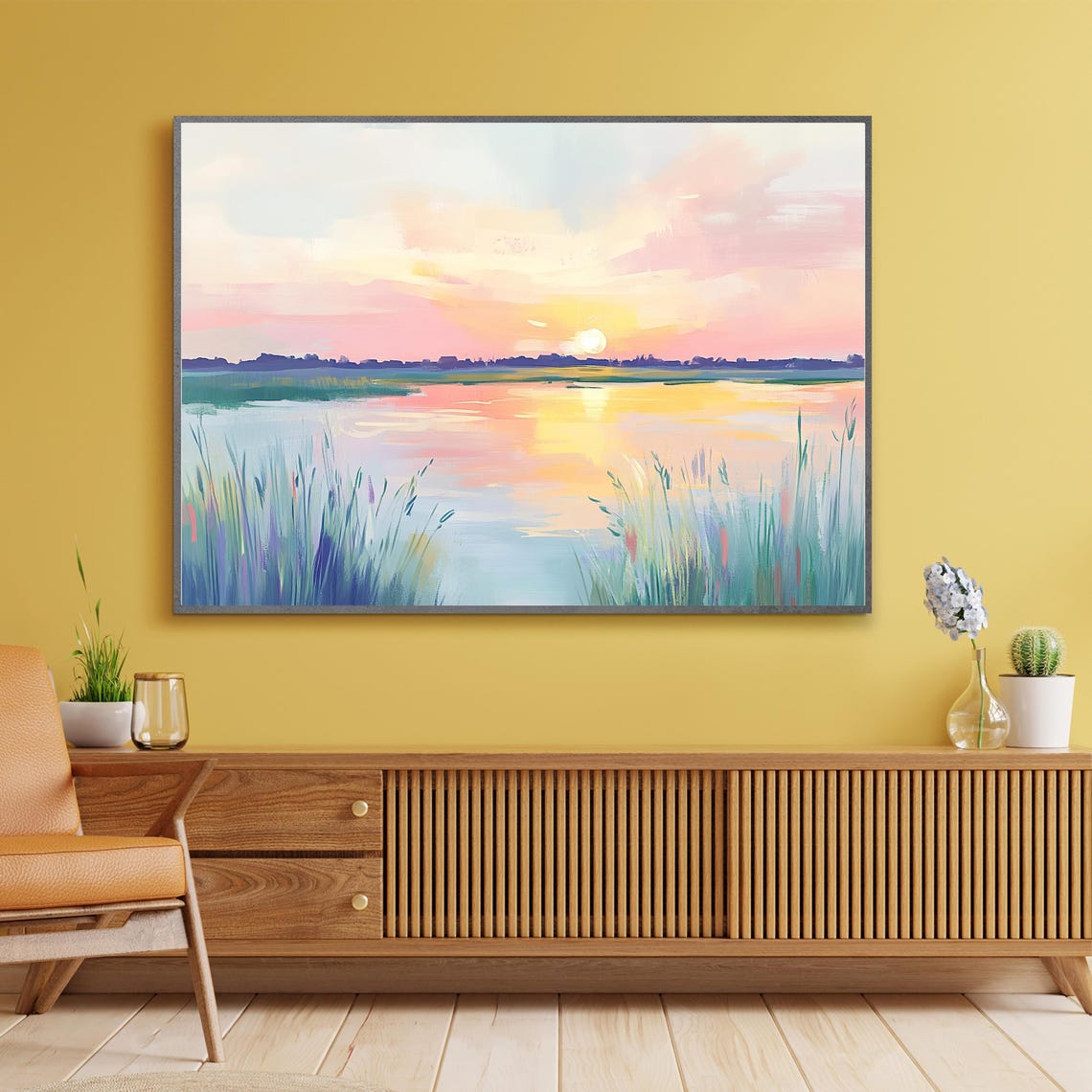Decorative Sunset Landscape Print Tranquillity Lake Wall Arts Peaceful Nature Scene Modernful Waterscape Decor Abstract Artful Art - Image 2