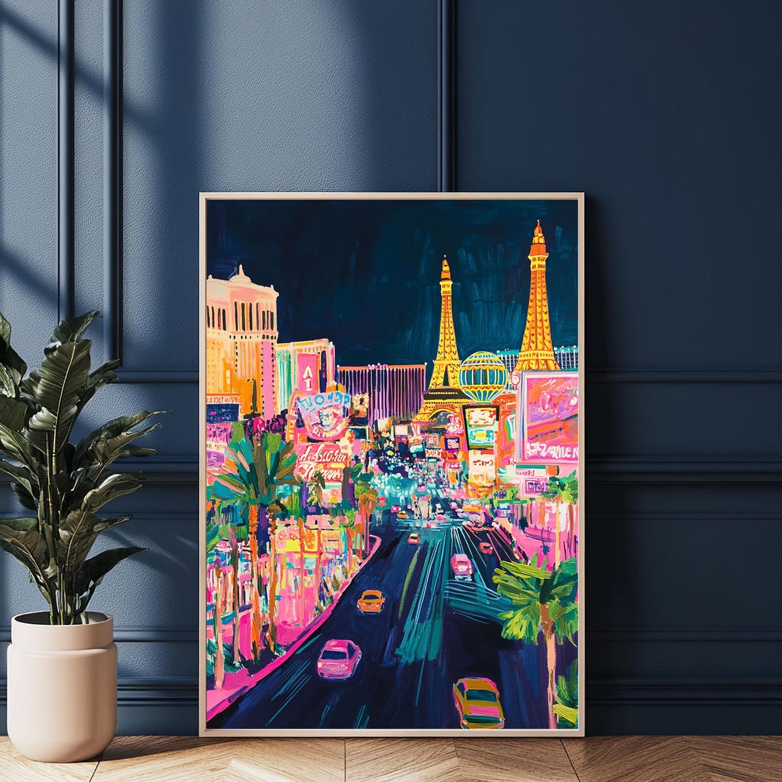 Las Vegas Cityscape Poster, Neon Night Art Print - Image 2