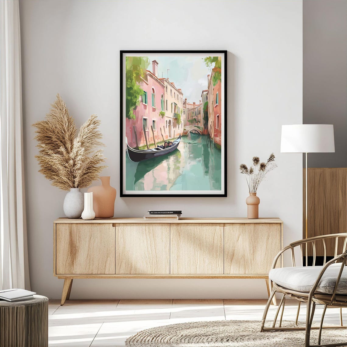 Venice Canal With Gondola Romantic Italian Watercolor Art Poster - Image 3