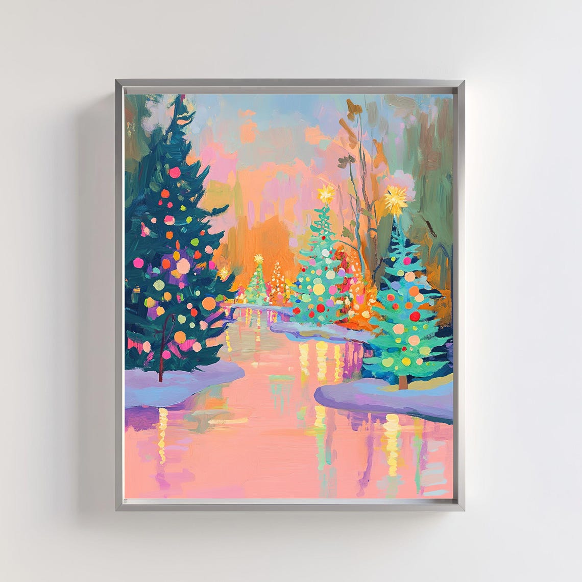 Christmas Tree Art Print, Festive Holiday Forest
