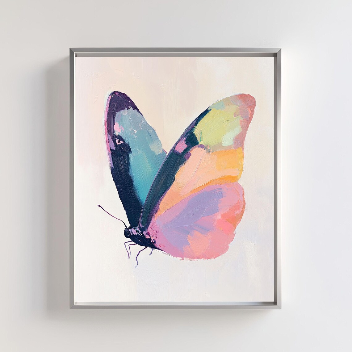Pastel Butterfly Art Print, Abstract Modern Decor