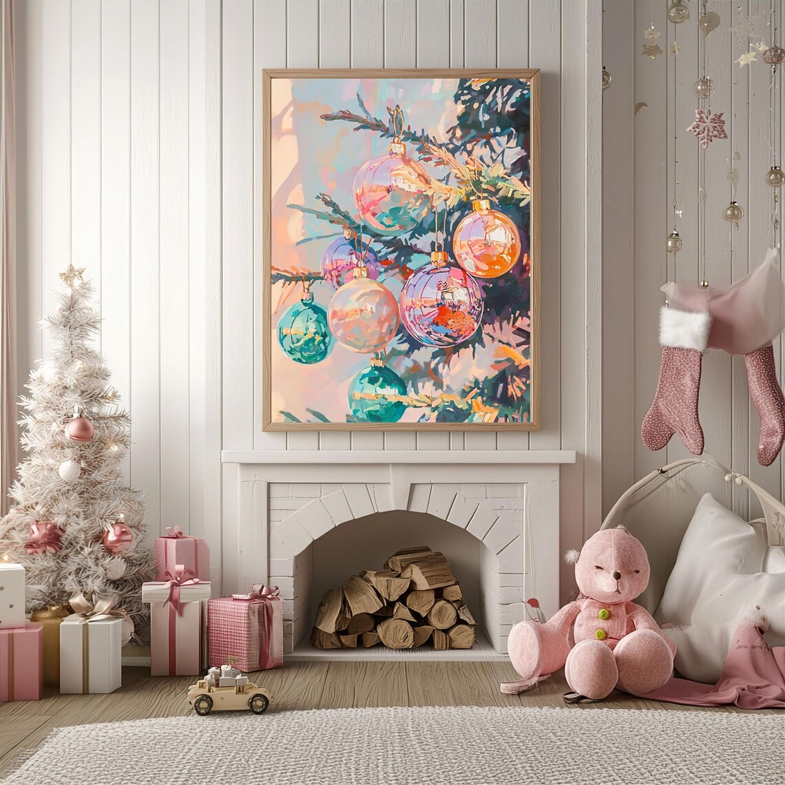 Christmas Tree Ornaments Art Print, Festive Holiday Decor - Image 4