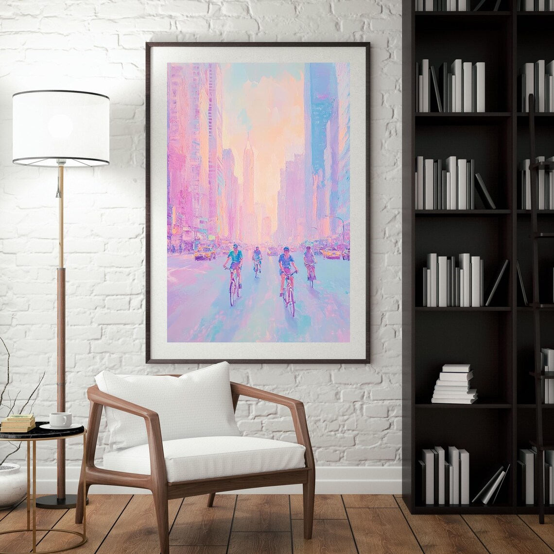 Urban Sunset Cityscape, Abstract Bicycle Skyline - Image 3