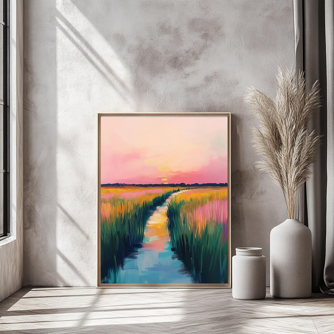 Artful Sunset Print Lowcountry Marsh Print Rural Landscape Murals Decor Flowerful Meadow Art Printful Country Art Relaxant Art - Image 4