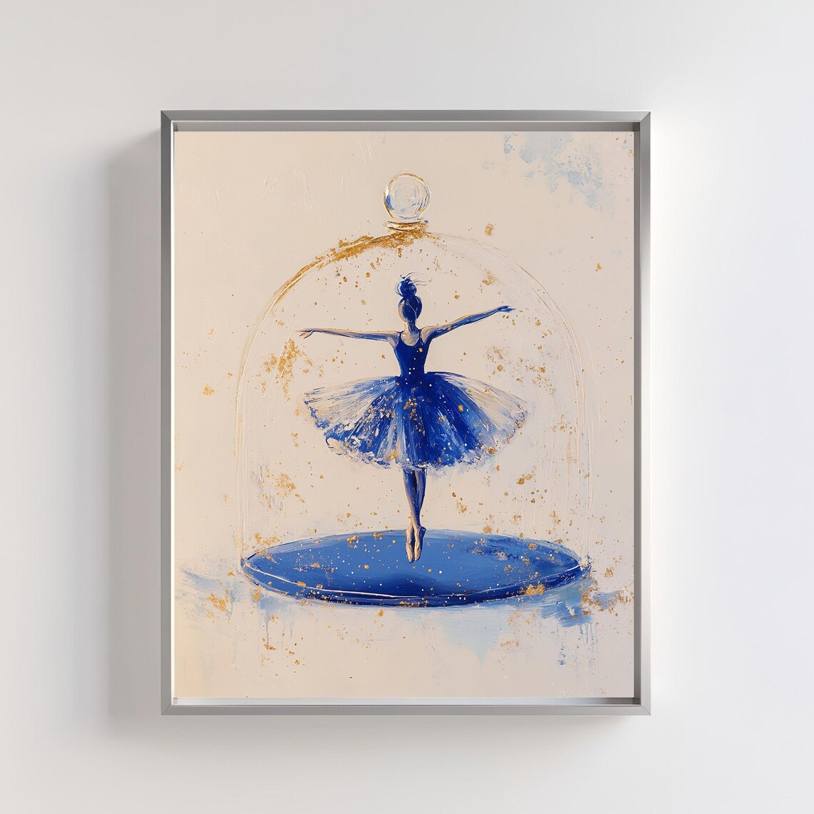Blue Ballerina Art Print, Elegant Ballet Dancer