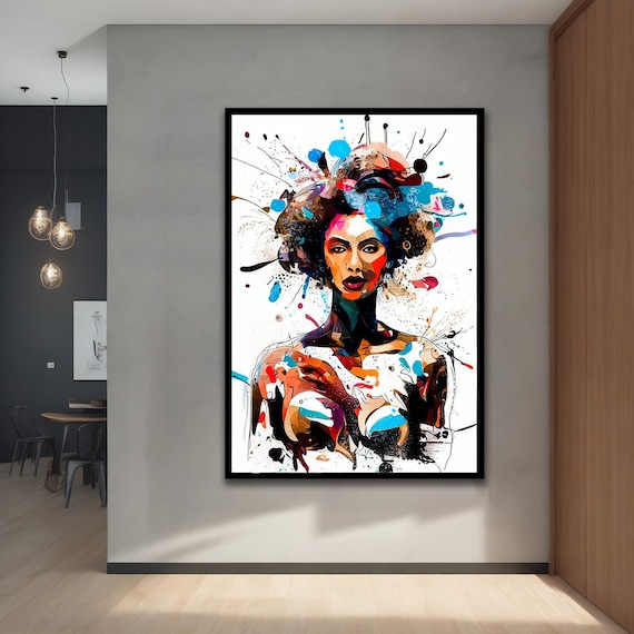 Colourful African Woman Painting Modern Natural Live Wall Art For Your Home And Office Decoration Ideas With Different Frame Options