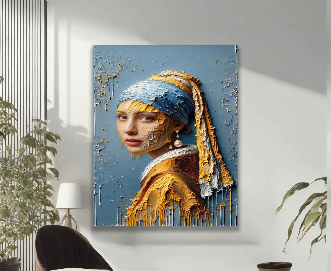 Girl With A Pearl Earring By Vermeer Print Vintage Woman Portrait Print Classic Wall Art Dutch Golden Age Baroque Period Painting - Image 2