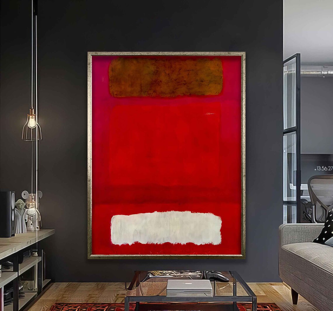 Mark Rothko Style Red Brown White Color Field Abstract Painting Poster