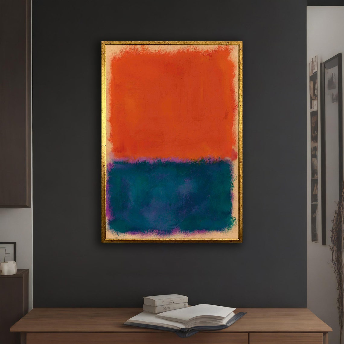 Burnt Orange Deep Teal Color Field Abstract Rothko Style Art Poster - Image 5