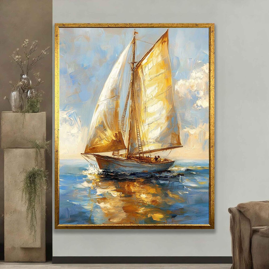 Sea Landscape Sailing Art, Coastal Wall Decor - Image 3