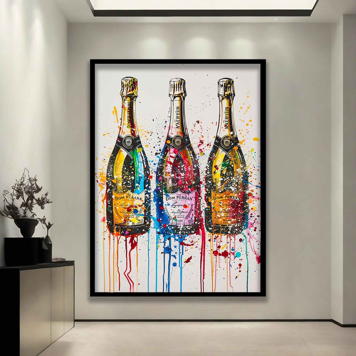 Colorful Champagne Bottles Pop Art Paint Splash Party Celebration Poster - Image 3