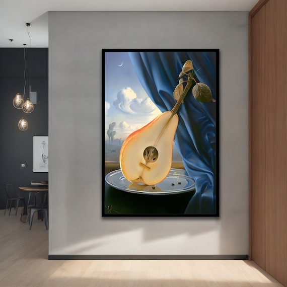 Pear Shaped Guitar Mandolin Surreal Fruit Music Painting Wall Art Poster
