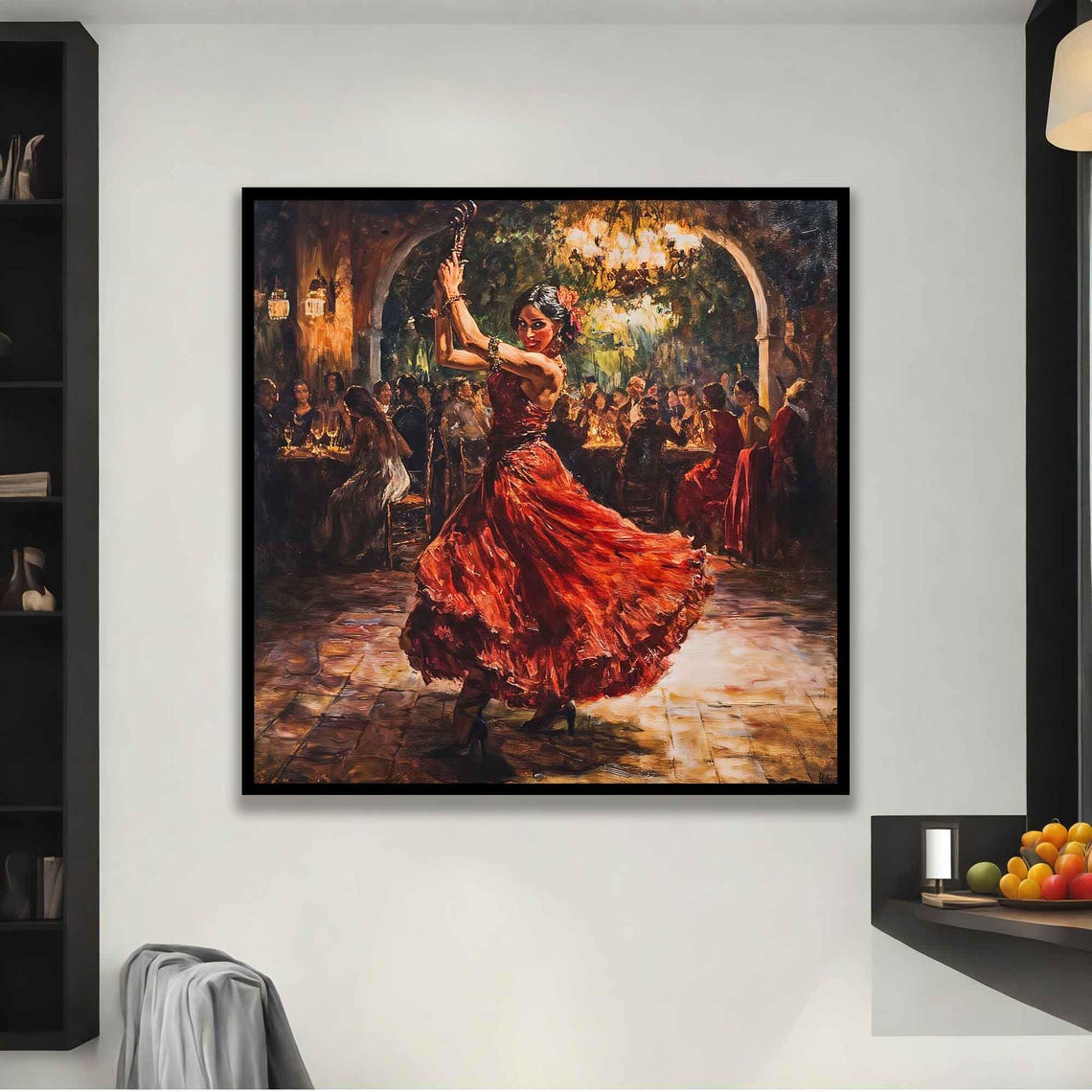 Spanish Dancer Woman Flamenco Girl Art Old Style Spanish Wall Art Woman In Red Dress Print Spanish Culture Decor - Image 2