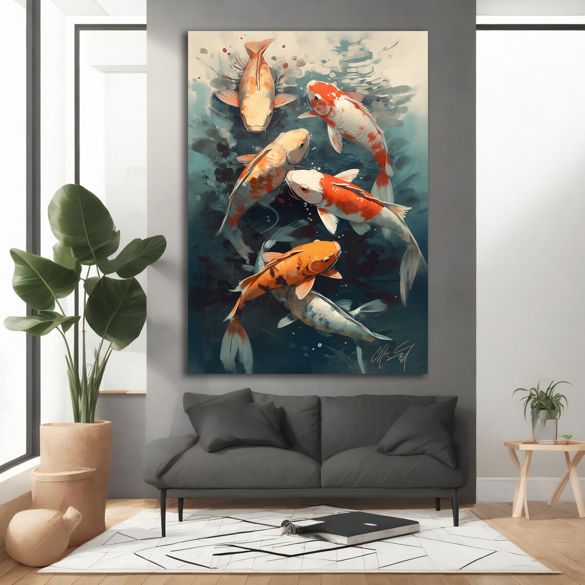 Fishes Painting Floating Fish Animal Art With Different Frame Options For Your Home And Office Modern Decor Ideas - Image 3