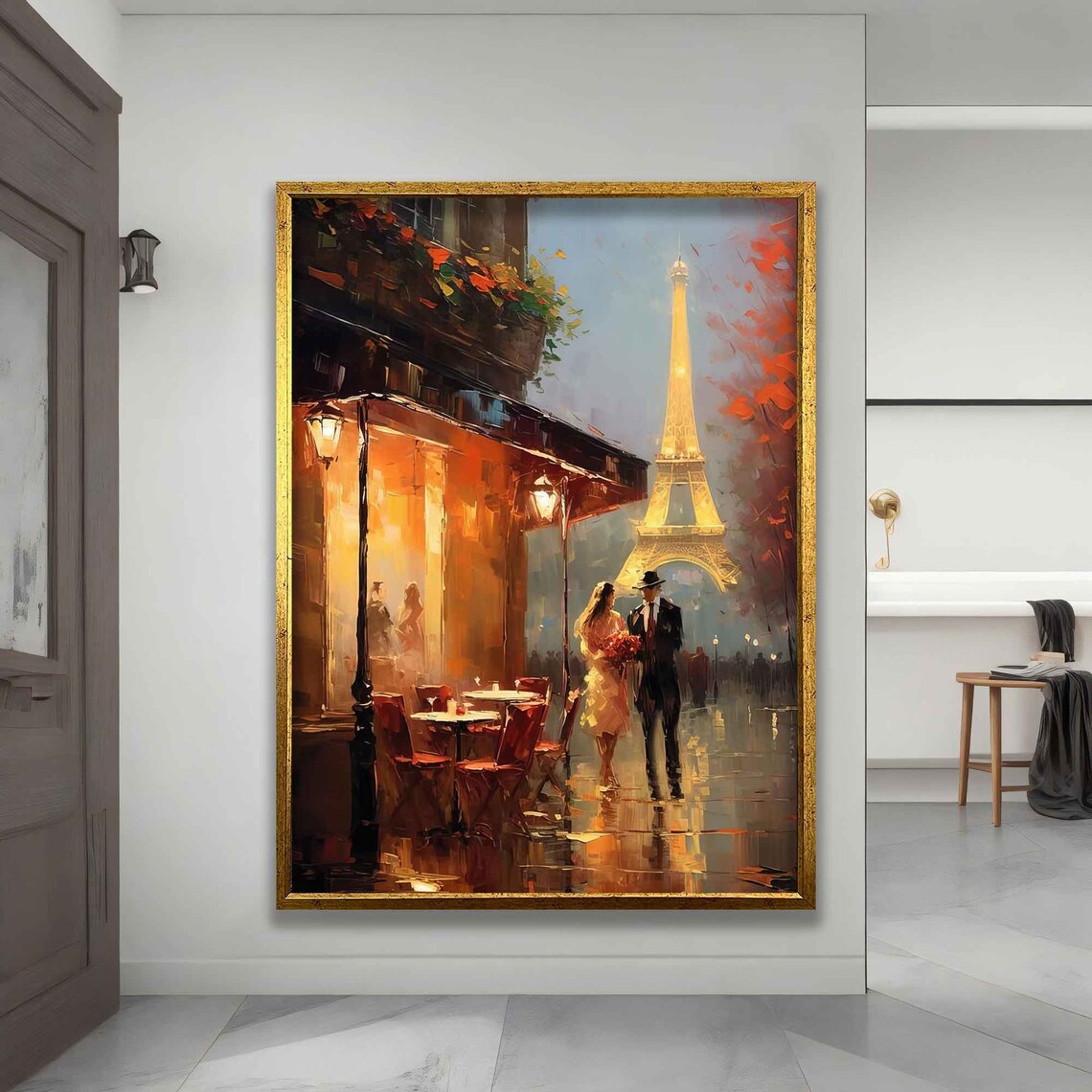 Couple Walking In Paris, Eiffel Tower Art Print - Image 4
