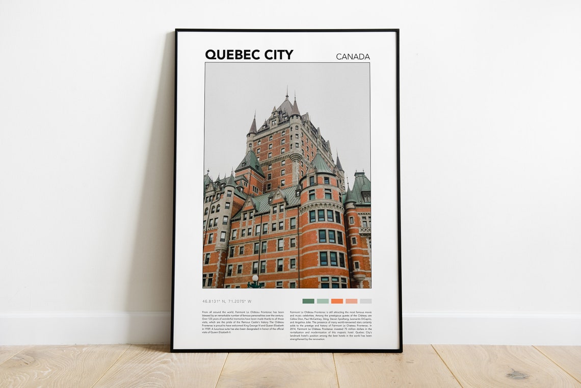 Quebec City Canada Chateau Frontenac Grand Hotel Travel Print