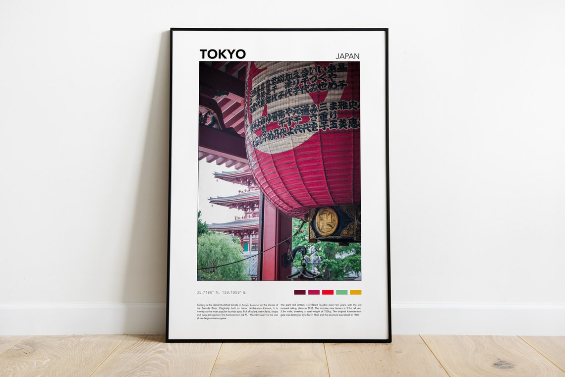 Tokyo Japan Sensoji Temple Giant Red Lantern Photography Poster
