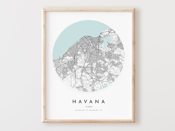 Havana Map Print Minimalist City Street Art Poster