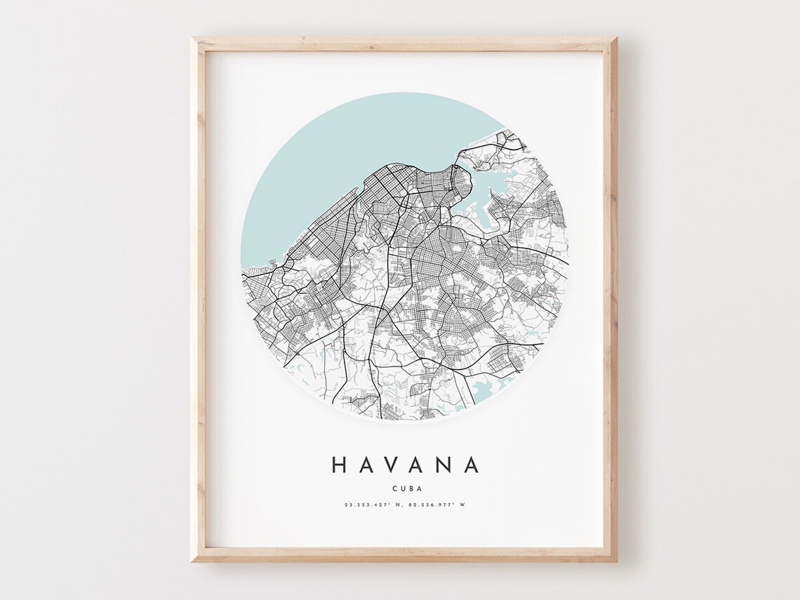 Havana Map Print Minimalist City Street Art Poster