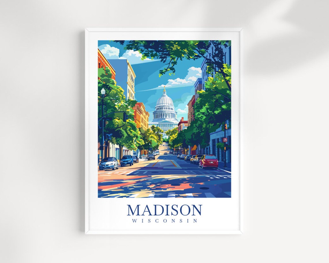 Madison Travel Poster, Wisconsin Home Decor