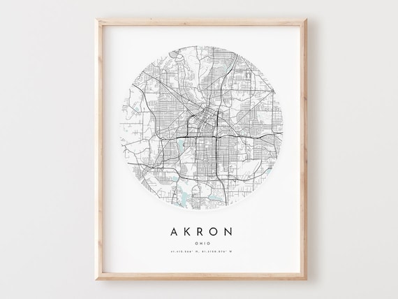 Akron Ohio Map Print Minimalist City Street Art