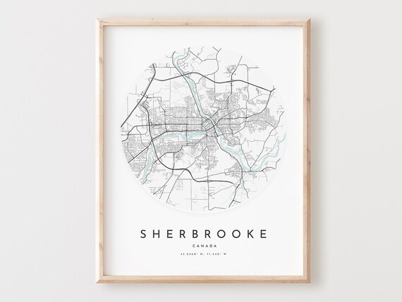 Sherbrooke Map Print Modern City Wall Art