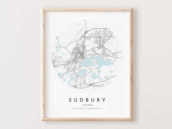 Sudbury Map Print Modern City Street Wall Art